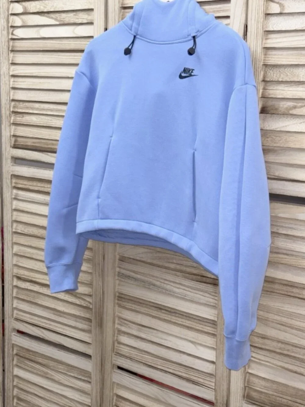 Nike Tech Pack Periwinkle Blue Cropped Boxy Pullover Hoodie Sportswear XS